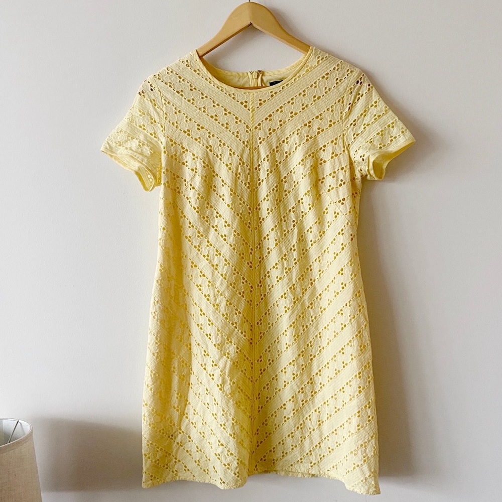 Ann Taylor Yellow Eyelet Lace Dress 8P